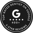 Top rated dentist on Google badge